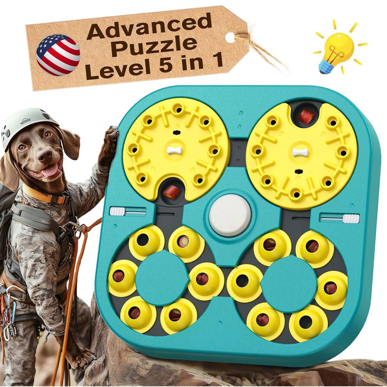 KADTC Advanced 5-in-1 Puzzle Feeder Toy for Dogs, Interactive Brain & Cognitive Development Game 15.35"x15.35"x2.83"